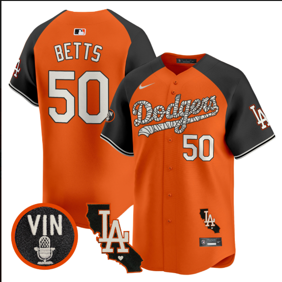 Men Los Angeles Dodgers #50 Betts 2025 orange Limited Stitched Jersey style 2->los angeles dodgers->MLB Jersey